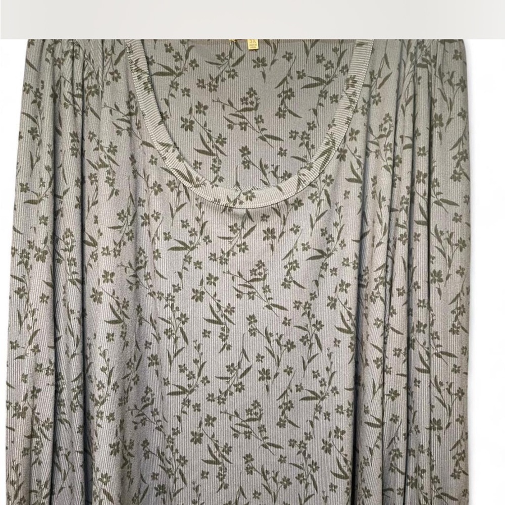 Angels Slate Blue-Gray Floral Long Sleeve Top Women’s Plus 3X NWT